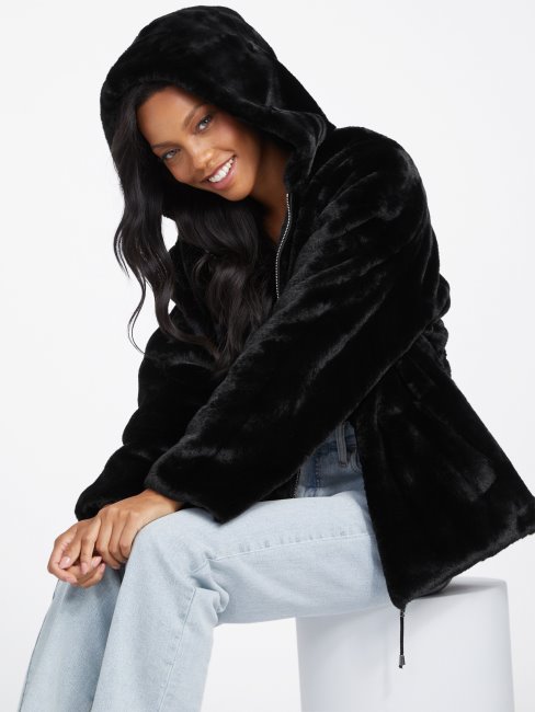 Guess Veste Réversible Fatima Noir De Jais