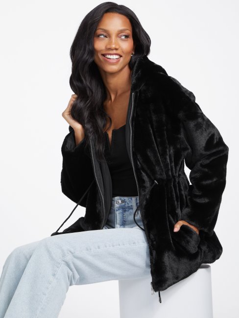 Guess Veste Réversible Fatima Noir De Jais