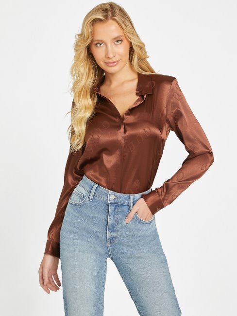 Hickory Manor Chemise En Satin à Logo Guess Galina