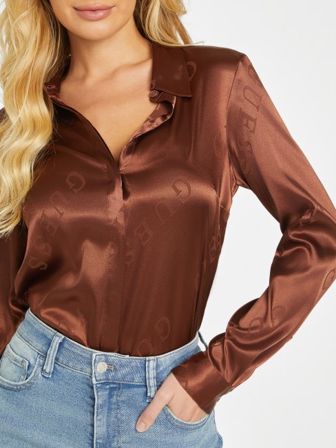 Hickory Manor Chemise En Satin à Logo Guess Galina
