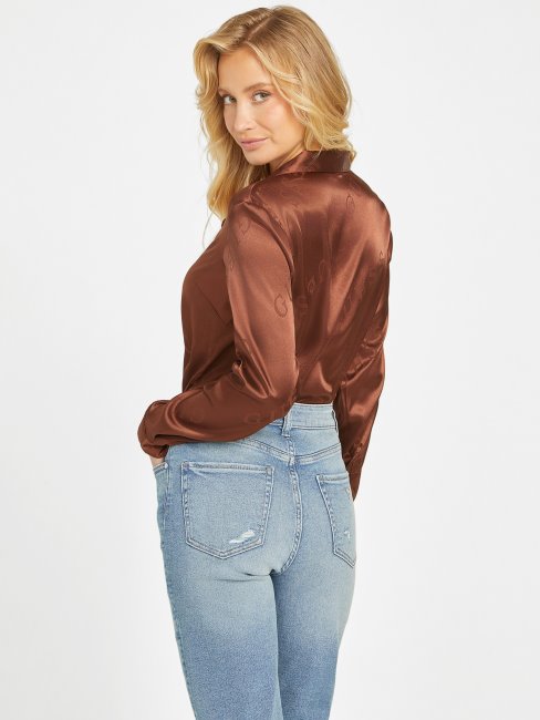 Hickory Manor Chemise En Satin à Logo Guess Galina