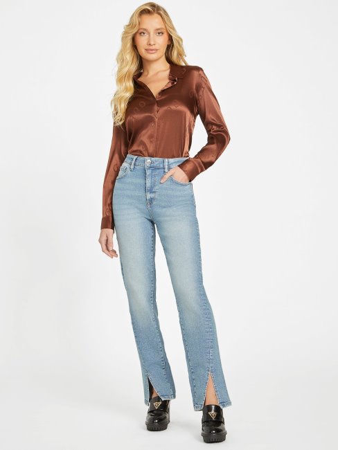 Hickory Manor Chemise En Satin à Logo Guess Galina