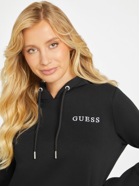 Guess Eda Logo Sweat à Capuche Noir De Jais