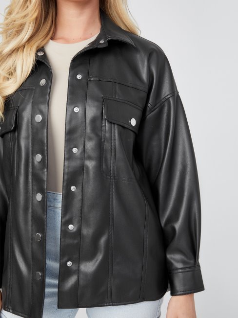 Veste Simili Cuir Java Noir De Jais Guess