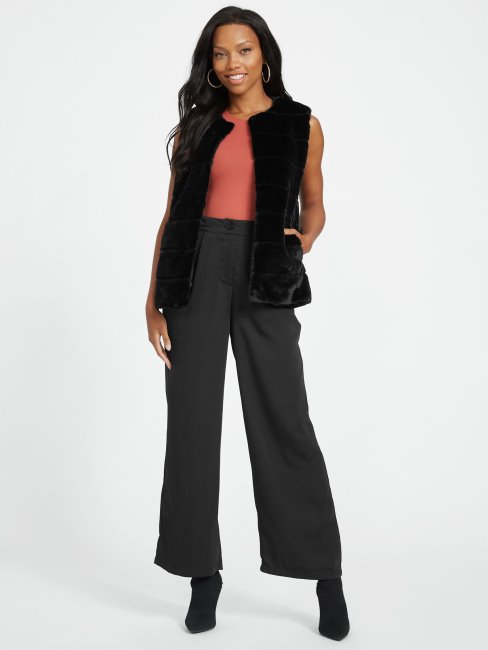 Gilet En Fausse Fourrure Coretta Guess Noir De Jais