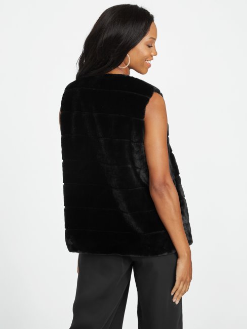 Gilet En Fausse Fourrure Coretta Guess Noir De Jais