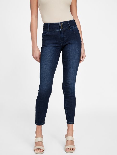 Guess Eco Shana - Jean Skinny Taille Mi-haute à Trois Boutons Délavé Foncé