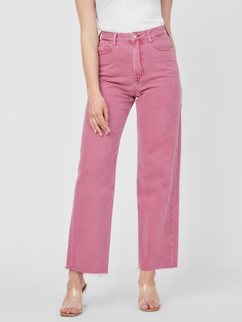 Jean Darah En Denim Taille Ultra Haute Anemone Bloom Guess