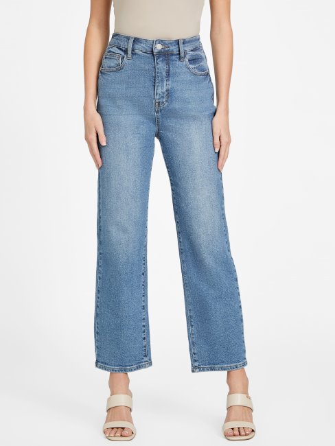 Jean Droit à Taille Ultra Haute Eco Jolene Délavé Moyen Guess