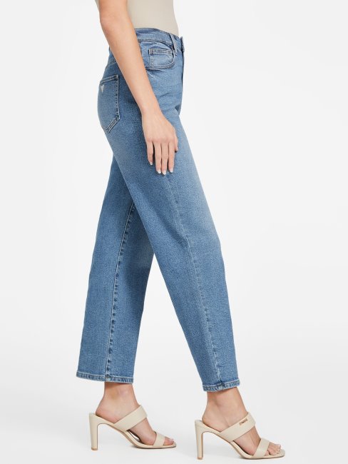 Jean Droit à Taille Ultra Haute Eco Jolene Délavé Moyen Guess