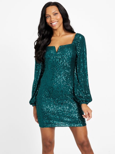 Guess Shanti Robe à Sequins Sarcelle Royale