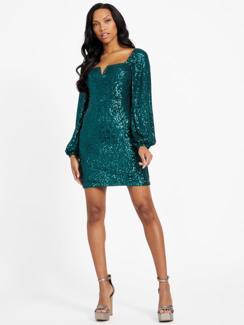 Guess Shanti Robe à Sequins Sarcelle Royale