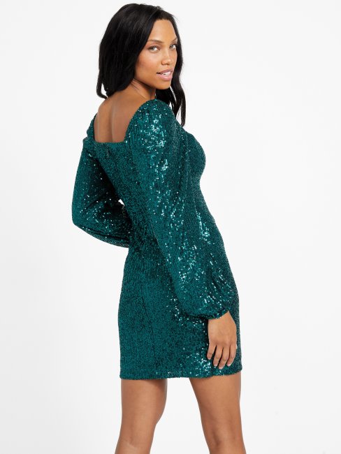 Guess Shanti Robe à Sequins Sarcelle Royale
