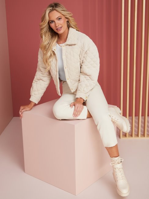 Veste Matelassée En Velours Côtelé Naja Vanille Blush Guess