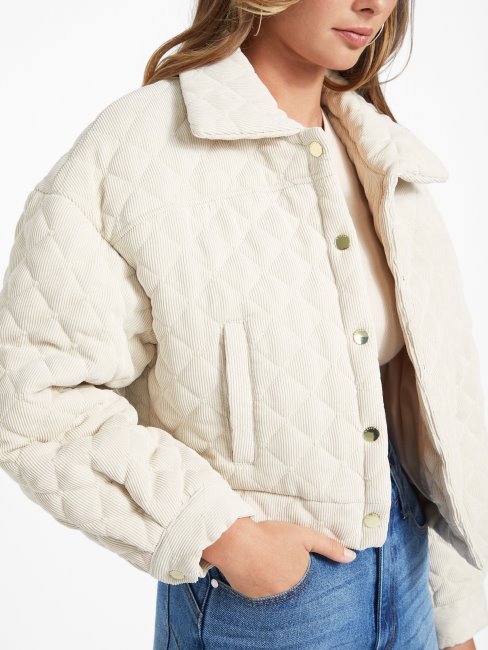 Veste Matelassée En Velours Côtelé Naja Vanille Blush Guess