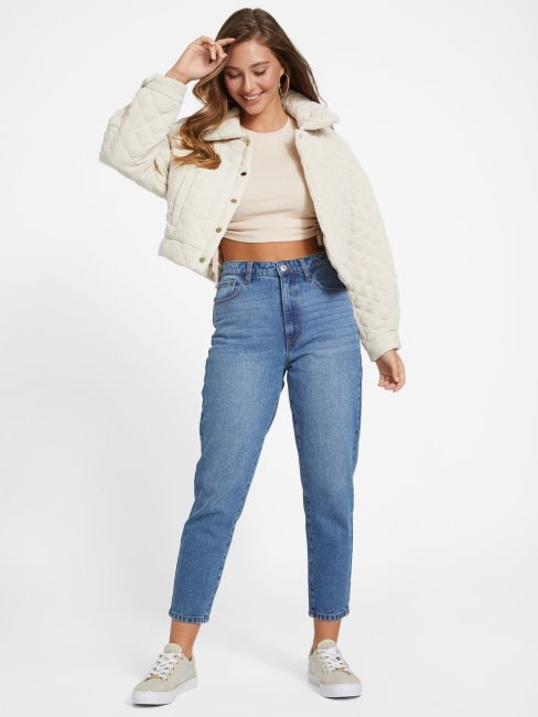 Veste Matelassée En Velours Côtelé Naja Vanille Blush Guess