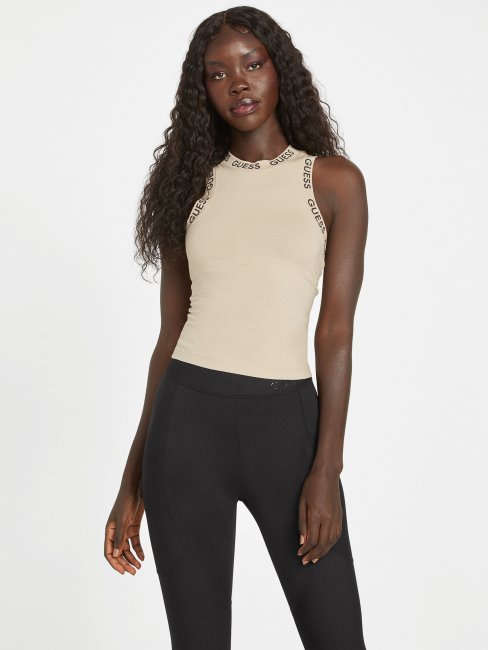 Débardeur Velours Taupe Logo De Noël Guess