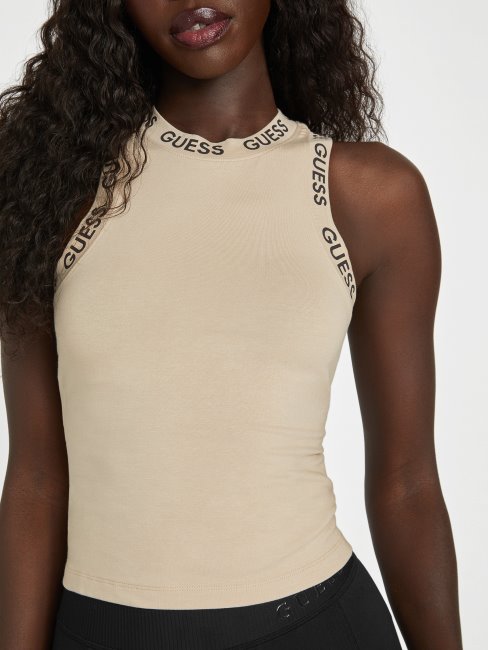 Débardeur Velours Taupe Logo De Noël Guess