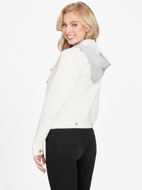 Veste En Jean à Capuche Guess Eco Stella Blanc Montagne