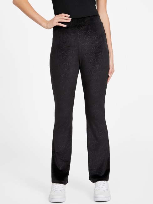 Guess Eco Abia Pantalon évasé En Velours Noir De Jais