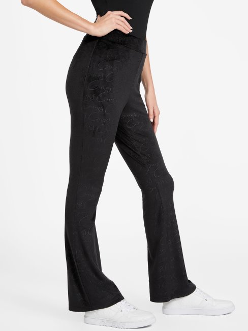 Guess Eco Abia Pantalon évasé En Velours Noir De Jais