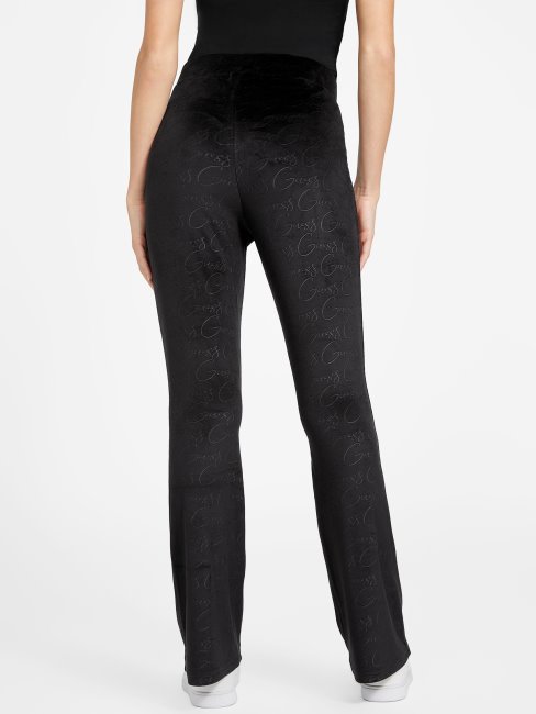 Guess Eco Abia Pantalon évasé En Velours Noir De Jais