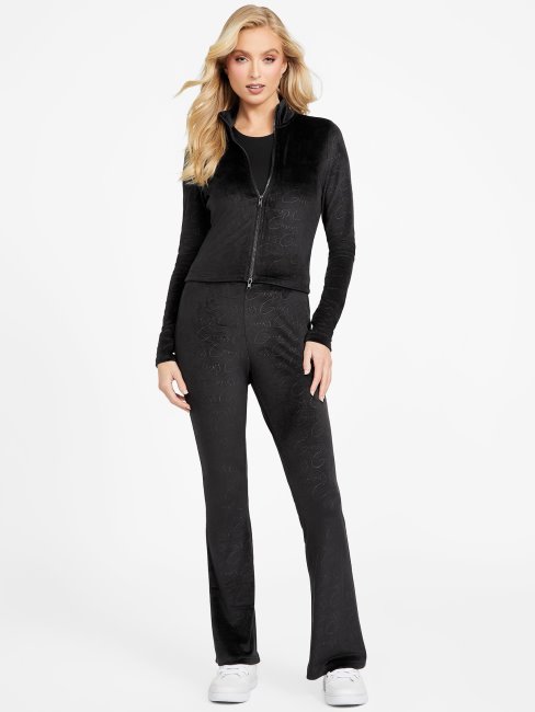 Guess Eco Abia Pantalon évasé En Velours Noir De Jais