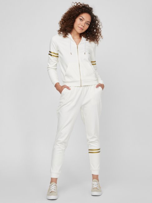 Guess Pantalon De Jogging à Logo Pilar Blanc Albâtre