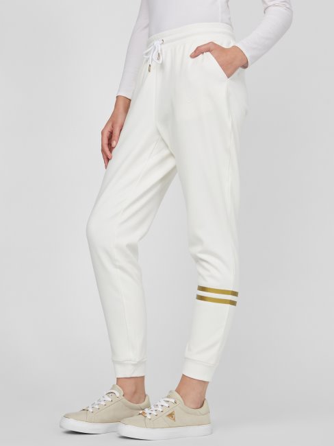 Guess Pantalon De Jogging à Logo Pilar Blanc Albâtre