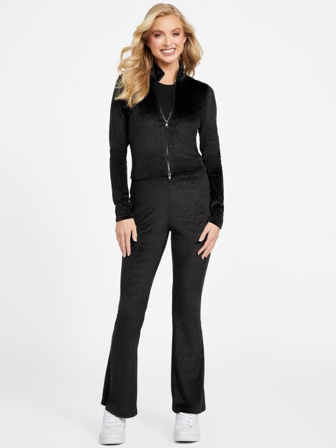 Veste Zippée En Velours Eco Abia Noir Jet Guess