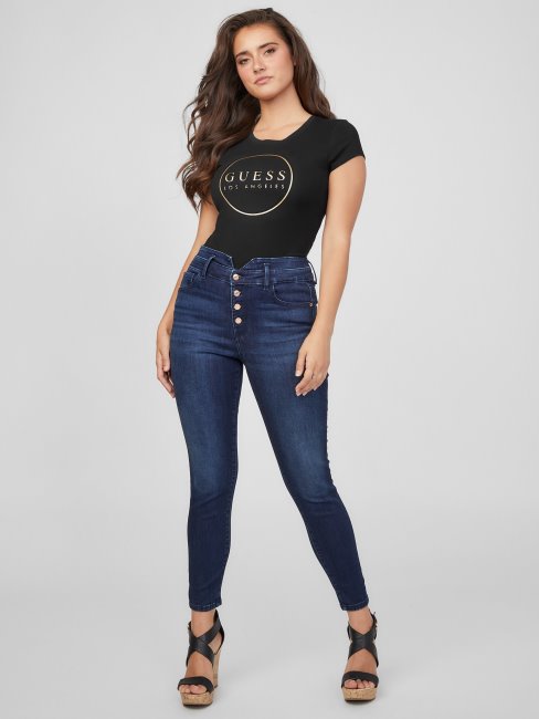 Tee Shirt Logo Gigi Noir Jet Guess