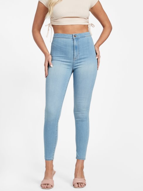 Guess Eco Nova Jean Courbé à Taille Ultra Haute Délavé Clair