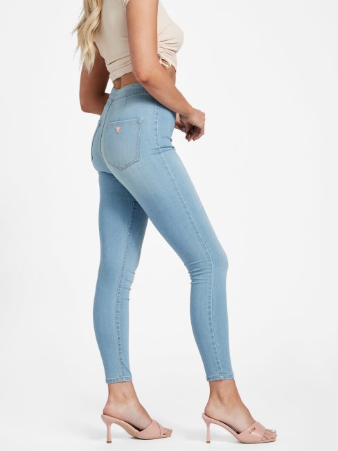 Guess Eco Nova Jean Courbé à Taille Ultra Haute Délavé Clair
