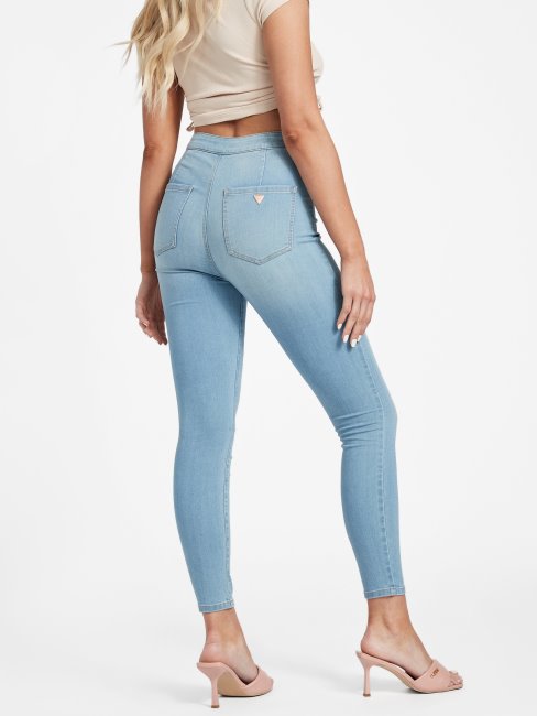 Guess Eco Nova Jean Courbé à Taille Ultra Haute Délavé Clair