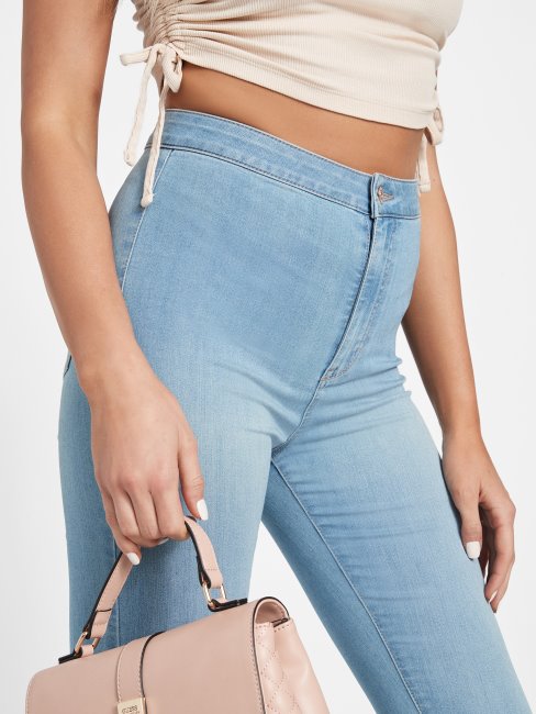 Guess Eco Nova Jean Courbé à Taille Ultra Haute Délavé Clair