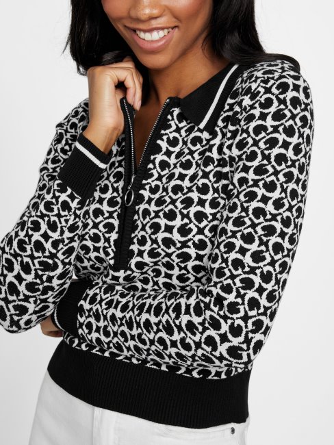 Pull Guess Noir De Jais Avec Logo Multi Eco Lohan