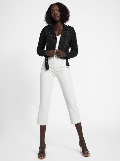 Veste De Moto En Faux Suède Noir De Jais Sous La Veste Guess