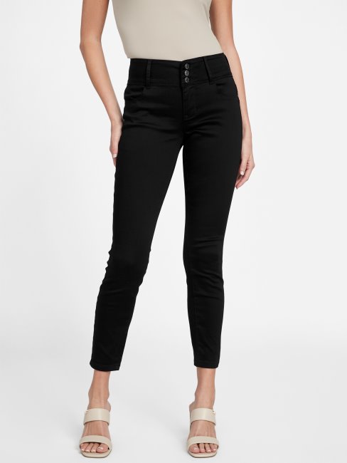 Jean Skinny Noir Taille Mi-haute à Trois Boutons Shana