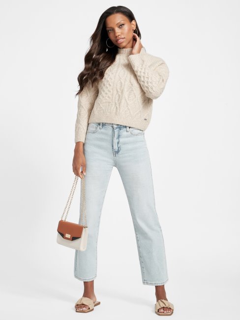 Jean Droit Taille Ultra Haute Eco Jolene Délavé Clair Guess