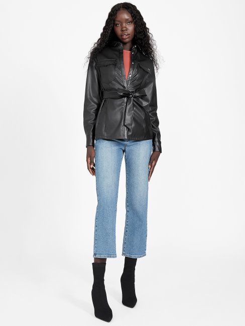 Veste En Similicuir Marque Guess Noir De Jais