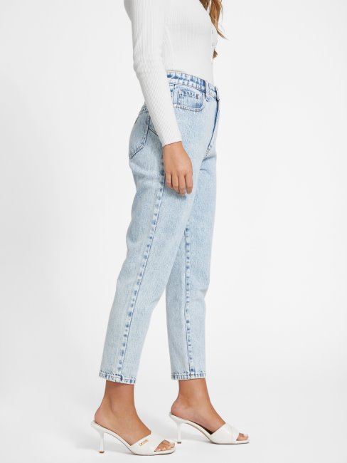 Jean Mom Sculpt Taille Haute Serenity Délavé à L'acide Guess
