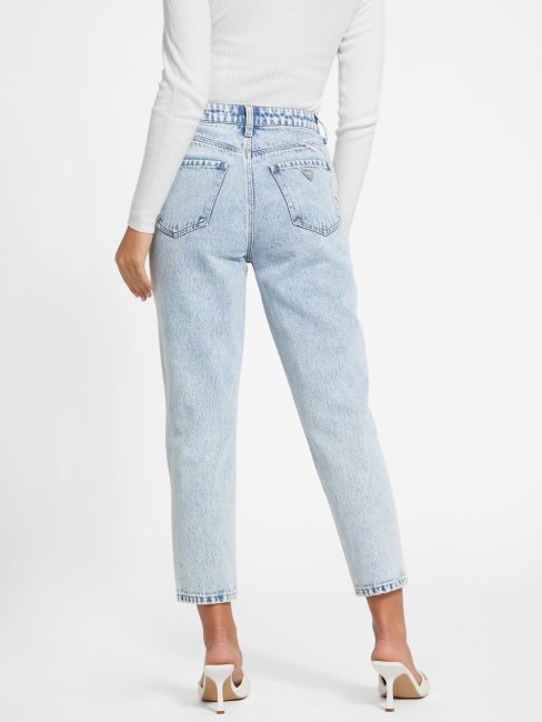 Jean Mom Sculpt Taille Haute Serenity Délavé à L'acide Guess