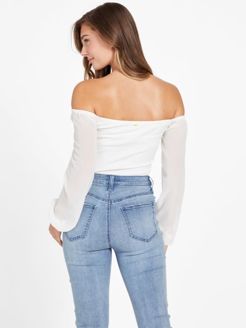 Guess Jenner Haut à épaules Dénudées Colombe Blanc