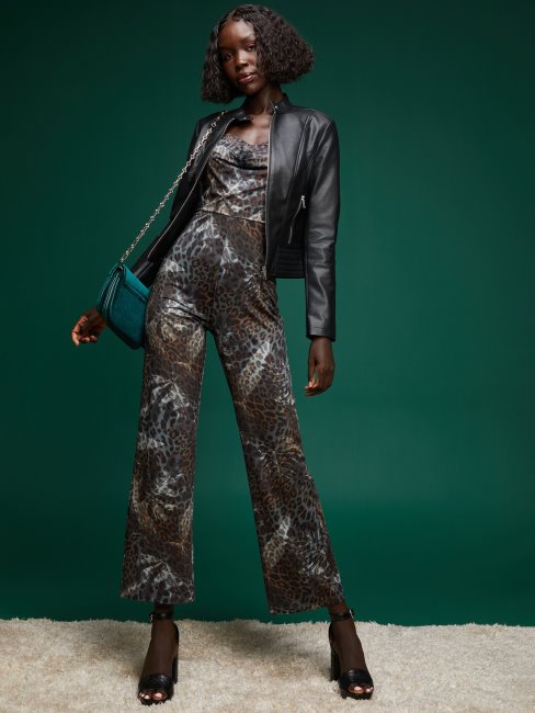 Guess Combinaison Jacquard Léopard Multi Eco Kacy Col Bénitier