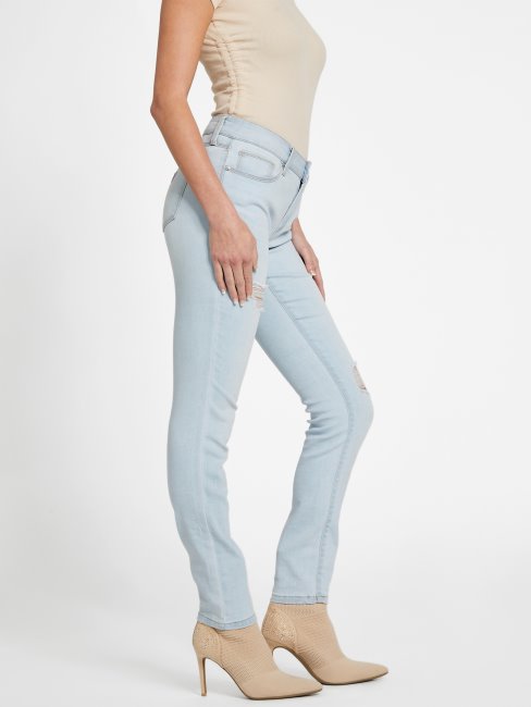 Guess Sienna Curvy Jean Skinny Taille Mi-haute Délavage Clair Destroy