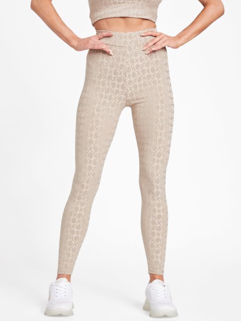 Guess Dana Logo Legging Velours Taupe