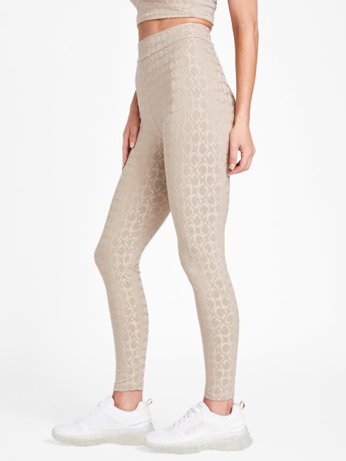 Guess Dana Logo Legging Velours Taupe