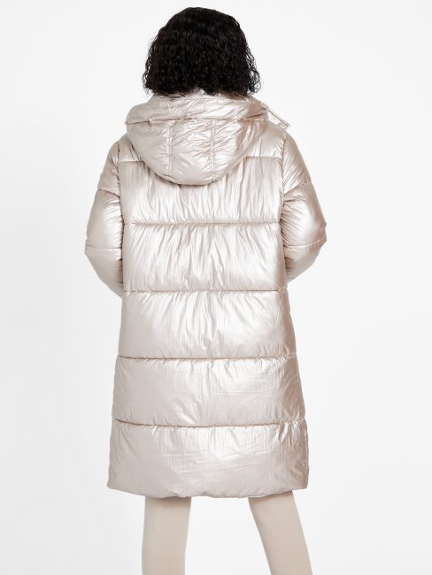 Doudoune Longue Angela Velours Taupe Guess