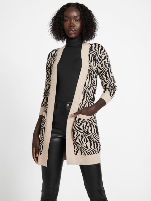 Guess Madam Zèbre Imprimé Cardigan Mocassin Multi