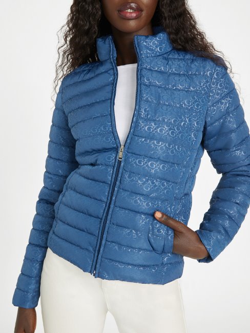 Guess Eco Fleur Logo Veste Matelassée Rigel Bleu